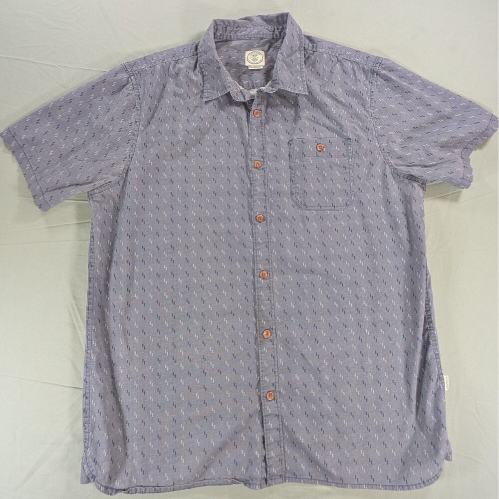 Voyager Shirt Mens XL Geometric Blue Button Down Casual Short Sleeve Collared